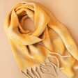 Mustard Harlequin Winter Scarf Looped on Neutral Background