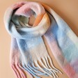 Personalised Pastel Multicoloured Check Winter Scarf Looped on Neutral Background