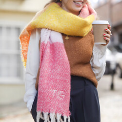 Personalised Pink Sunset Block Winter Scarf
