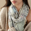 Close Up of Model Wearing Vintage London Map Scarf