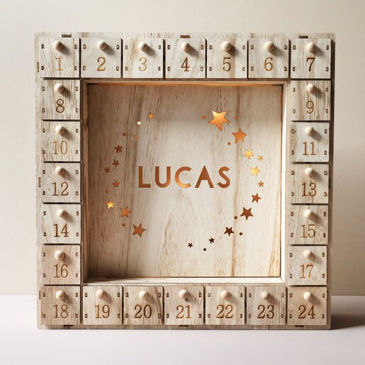 Lisa Angel Personalised Fill Your Own Wooden Stars Advent Calendar Light Box