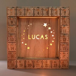 Personalised Fill Your Own Wooden Stars Advent Calendar Light Box