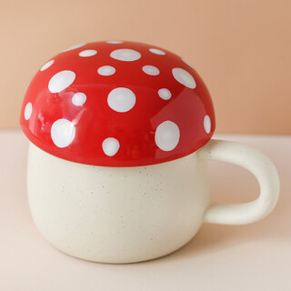 Sass & Belle Red Mushroom Mug with Lid