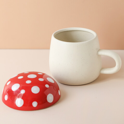 Sass & Belle Vaso Grande In Ceramica Con Stampa Funghi - Stile Cottagecore Per Arredamento Casa