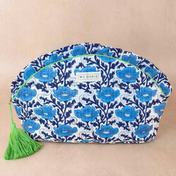 My Doris Blue Block Print Wash Bag