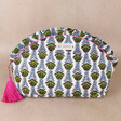 My Doris Green Block Print Wash Bag with Natural Coloured Background
