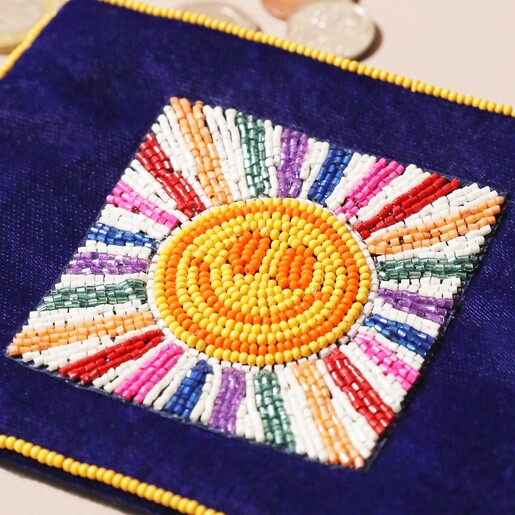Close Up of Embellishment on My Doris Rainbow Smiley Coin Purse