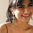 Earrings on My Doris Silver Star Beaded Drop Earrings Smiling