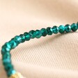 Close Up of Teal Beads onTeal Beaded Party Necklace in Gold