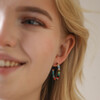 Model Wearing Colourful Small Beaded Hoop Earrings in Gold