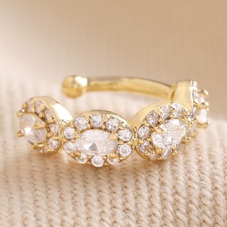 Crystal Scalloped Ear Cuff in Gold