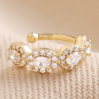 Crystal Scalloped Ear Cuff in Gold