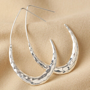 Hammered Teardrop Hoop Earrings in Silver