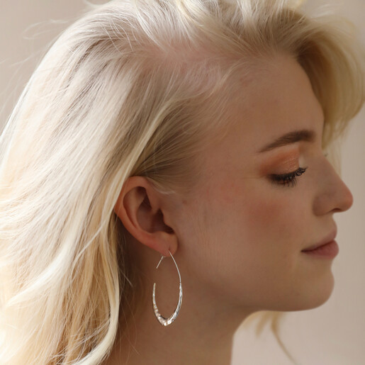 Silver teardrop hoop on sale earrings