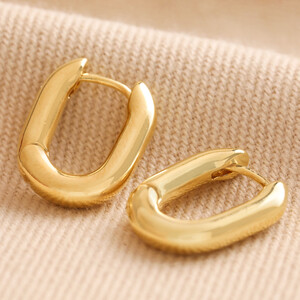 Oval Huggie Hoop Earrings in Gold
