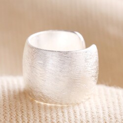 Wide Brushed Ear Cuff in Silver