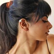 Wide Brushed Ear Cuff in Silver on Model Head to Side