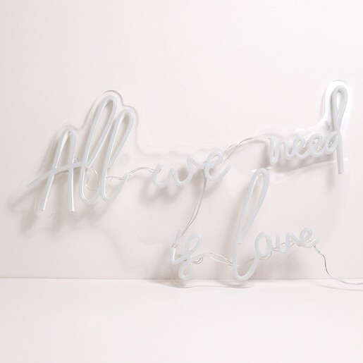 All We Need is Love Neon LED Wall Light Unlit on White Background