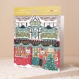 St Nicolas Street Advent Christmas Card standing against pink background