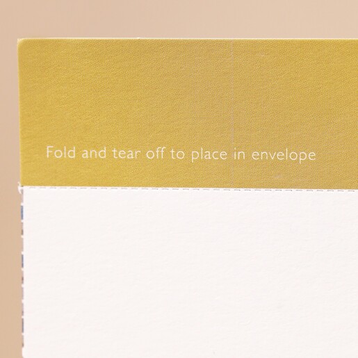 Close up of the removeable tab on the St Nicolas Street Advent Christmas Card