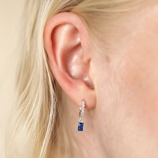 Silver Blue Stone clip-on earrings For Sale at 1stDibs