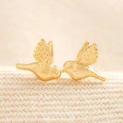 Delicate Bird Stud Earrings in Gold