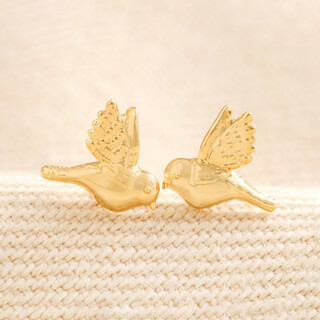 Delicate Bird Stud Earrings in Gold