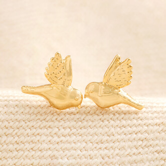 Delicate Bird Stud Earrings in Gold