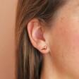Enamel Robin Stud Earrings in Gold on Model