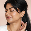 Thread Through Crystal and Pearl Chain Earrings in Gold on Model