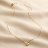 Full length Delicate Bird Pendant Necklace in Gold on beige fabric