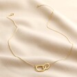 Organic Interlocking Hoops Necklace in Gold full length on top of beige coloured fabric