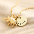 Lisa Angel Ladies' Personalised Gold Stegosaurus Necklace