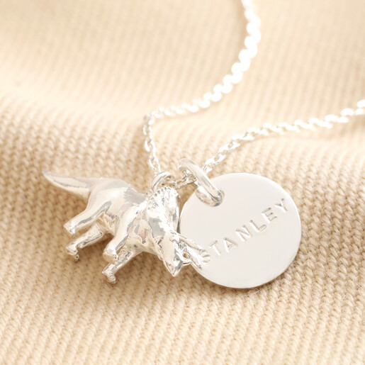 Lisa Angel Ladies' Personalised Silver Triceratops Necklace