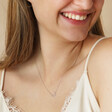 Model smiling wearing Personalised Eternity Ring Pendant Necklace in silver