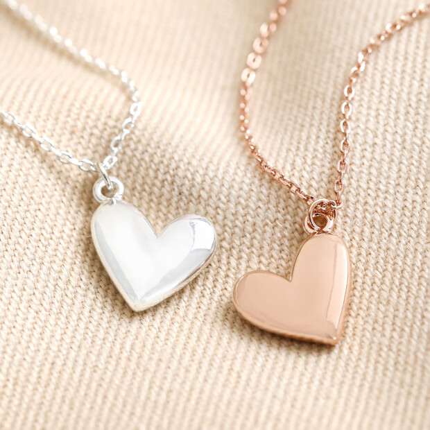 3D Heart Pendant Necklace in Rose Gold| Lisa Angel Jewellery