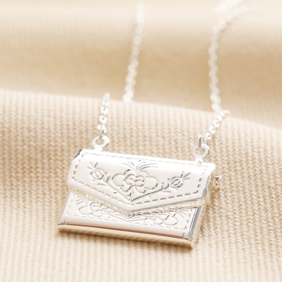 Silver Envelope Locket Necklace