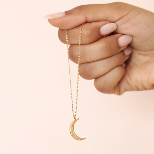 Solid gold moon on sale necklace