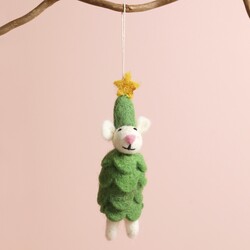 Afroart Felt Christmas Tree Mouse Hanging Decoration
