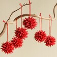 Afroart Set of 6 Red Kotte Hanging Decorations hanging from tree branch against neutral background