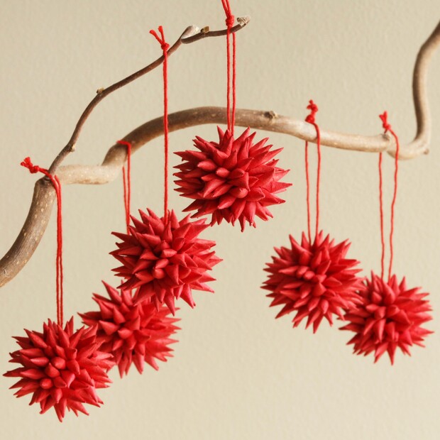 Afroart Set of 6 Red Kotte Hanging Decorations