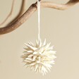Single Afroart Set of 6 White Kotte Hanging Decoration hanging from tree branch
