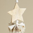 Close up of star on Afroart White and Gold Christmas Tree Hanging Decoration