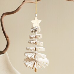 Afroart White and Gold Christmas Tree Hanging Decoration