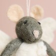 Close Up of Mouse Face on Felt Angel Mouse Hanging Decoration 