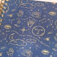 Close up of pattern on Personalised Initials Blue Starry Night Lined Notebook