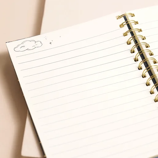 Inside pages of Personalised Initials Blue Starry Night Lined Notebook