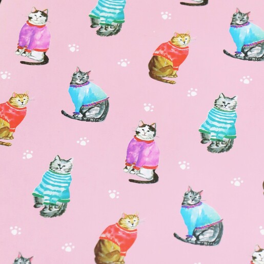 Close up of print on Pink Cat Lined Notebook