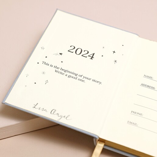 Dusky Blue 2024 Diary open on inside page showing quote