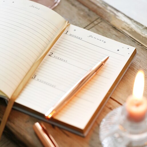 Dusky Blue 2024 Diary open on interior page